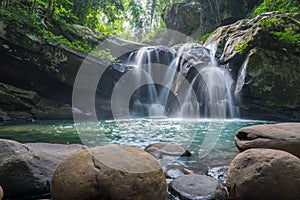 Waterfall scene at Phu Soi Dao national park in Uttaradit province Thailand