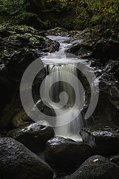 Waterfall in Scottish woodland photo