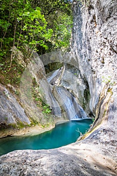 Waterfall Sentonina Staza on Sentonas trail between Rabac and Labin