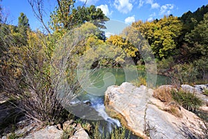 Waterfall in Serrania de Cuenca mountain in Spain