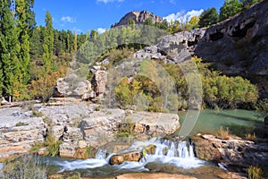 Waterfall in Serrania de Cuenca mountain in Spain