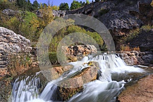 Waterfall in Serrania de Cuenca mountain in Spain