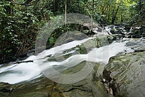 A waterfall with silky smooth waters