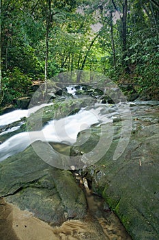 A waterfall with silky smooth waters