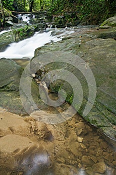 A waterfall with silky smooth waters
