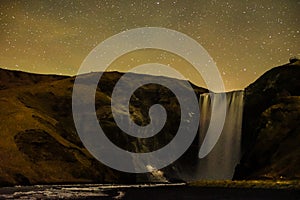 Waterfall of skÃ³gafoss of Iceland