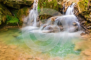 Waterfall in ravine Chudo-Krasotka, Sochi, Russia