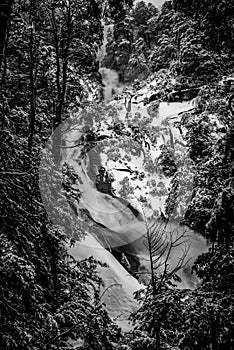 Waterfall and snow photo