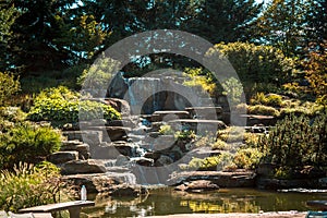 Waterfall in the statue garden at the Frederik Meijer Gardens