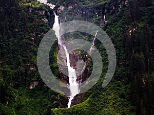 Waterfall Stauber or Wasserfall StÃ¤uber, Brunnibach stream in the Alpine Valley of Maderanertal