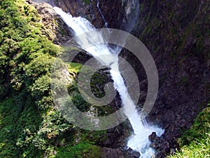 Waterfall Stauber or Wasserfall StÃ¤uber, Brunnibach stream in the Alpine Valley of Maderanertal