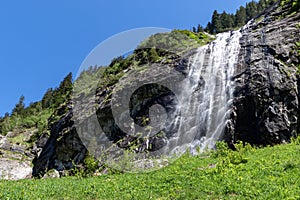 Waterfall of the Stilluptal valley, Zillertal Alps Nature Park, Austria