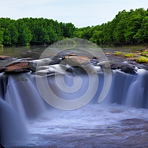 Waterfall and stream in the forest