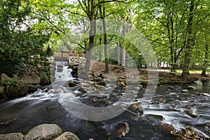 Waterfall and stream at the Oliwa Park