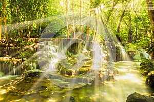 Waterfall with sunlight