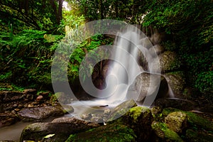 Waterfall on sunrise