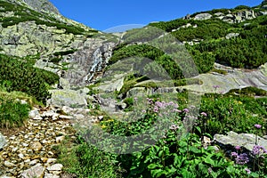 Waterfall in Tatra Mountains, Slovakia, beautiful mountain landscape in Carpathians