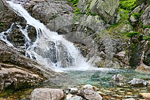 Waterfall in Tatra National Park in Poland. Siklawa