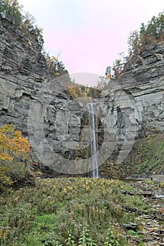 waterfall at Taughannock Falls State Park (huge beautiful gorge) Finger Lakes (Ithaca, New York State