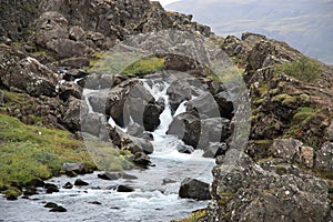 Waterfall in Thingvellir National Park, Iceland