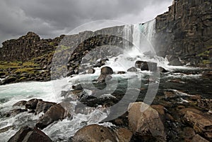 Waterfall at Thingvellir photo