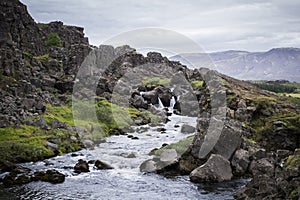 Waterfall at Thingvellir National Park photo