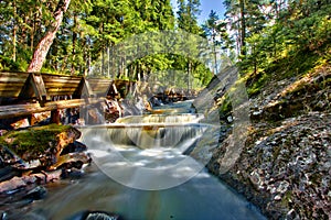 Waterfall and timber rafting facility in Sweden