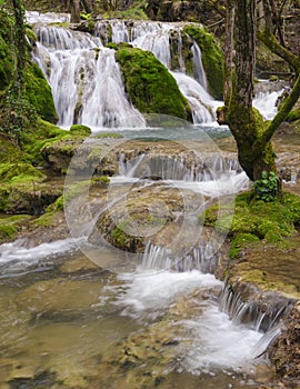 Waterfall of the Toberia. The Toberia waterfall is located in the mountain range of Entzia, Andoin, Araba
