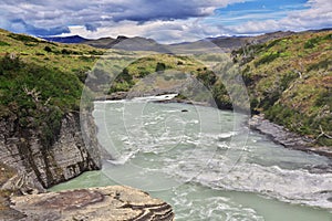 Waterfall in Torres del Paine National Park, Patagonia, Chile