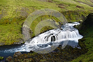 Waterfall trail, the first part of FimmvÃ¶rduhals hiking trail from SkÃ³gar to PorsmÃ¶rk, Iceland