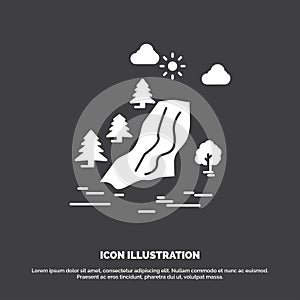 waterfall, tree, pain, clouds, nature Icon. glyph vector symbol for UI and UX, website or mobile application