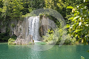 Waterfall Trees Lake Plitvice