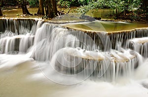 Waterfall in tropical deep forest