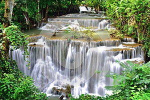 Waterfall in tropical deep forest