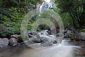 Waterfall in a tropical forest. Waterfalls in Kamphaeng Phet Province Thailand. Landscape of the waterfall. Streams and rocks in