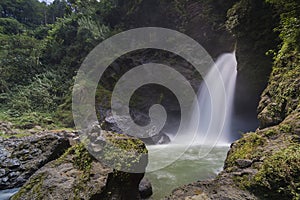 Waterfall in a tropical garden