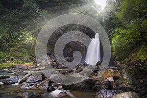 Waterfall in a tropical garden