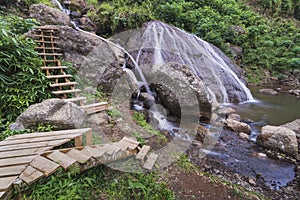 Waterfall in a tropical garden