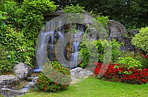 Waterfall in tropical garden