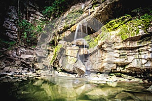 Waterfall at tropical rain forest in Thailand in cool season