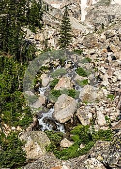 Waterfall Tumbles Through Garnet Canyon in Grand Tetons