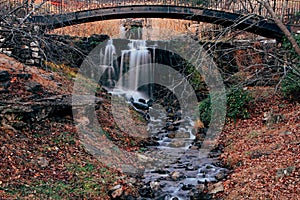 Waterfall under bridge