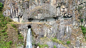 Waterfall at the Urubamba river near Machu Picchu in Peru