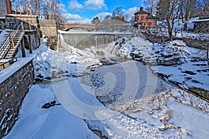 Waterfall in Vanhankaupunginkoski and old power station, Helsinki