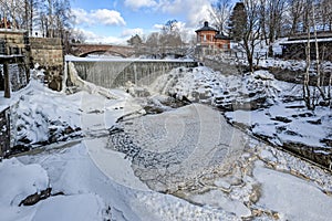 Waterfall in Vanhankaupunginkoski and old power station, Helsinki