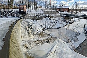 Waterfall in Vanhankaupunginkoski and old power station, Helsinki