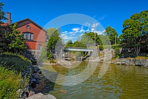 Waterfall in Vanhankaupunginkoski and old power station, Helsinki