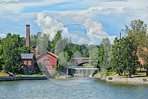 Waterfall in Vanhankaupunginkoski and old power station, Helsinki