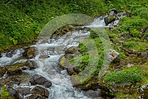 Waterfall in Vatchkazhets valley former volcano field, Kamchatka, Russia