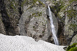 A waterfall in the Velka Zmarzla Valley. Tatra National Park, Slovakia